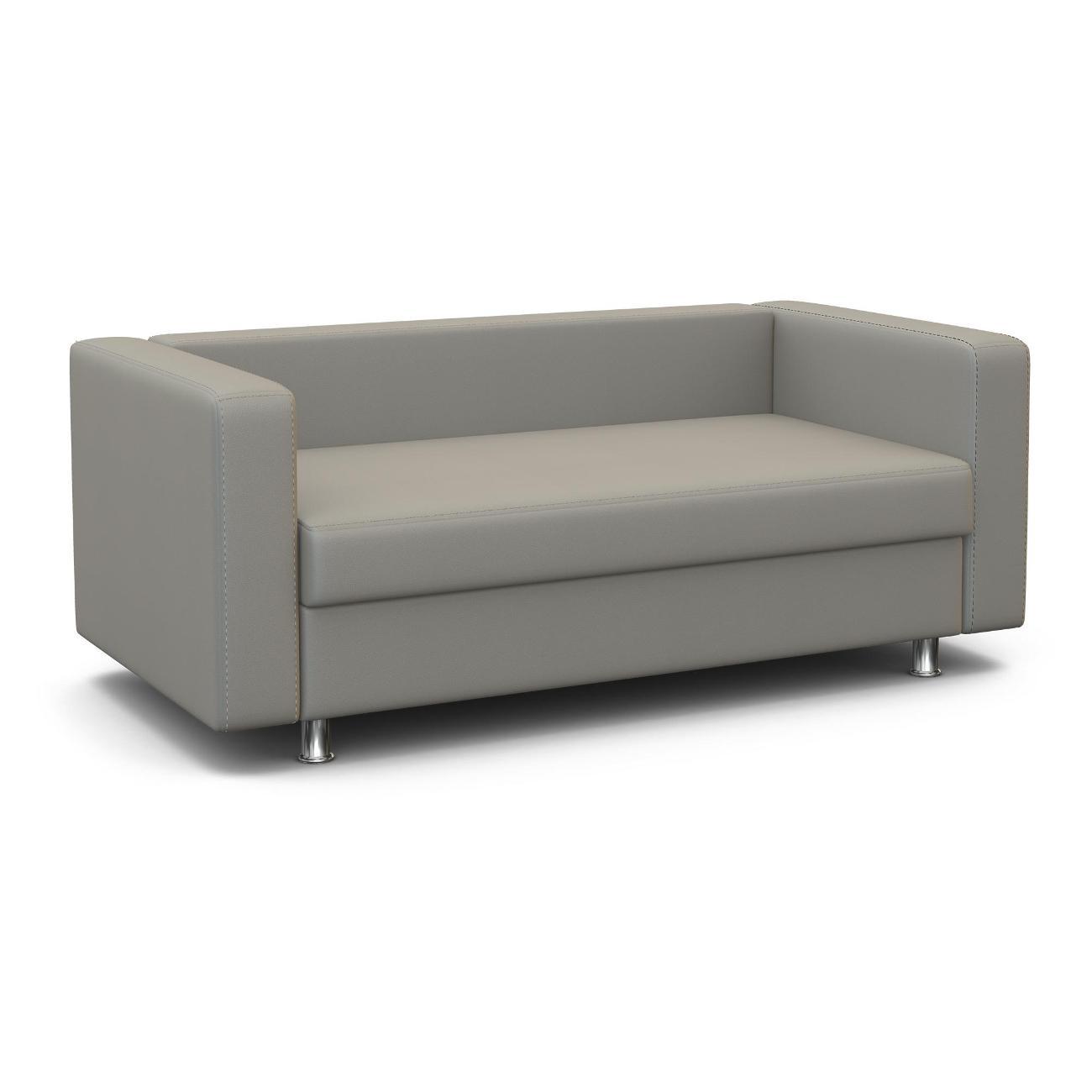 Диван Шарм-Дизайн офисный Бит, прямой экокожа светло-серый