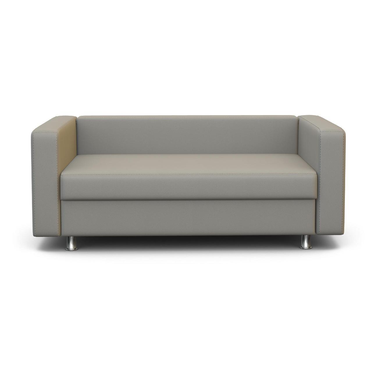 Диван Шарм-Дизайн офисный Бит, прямой экокожа светло-серый