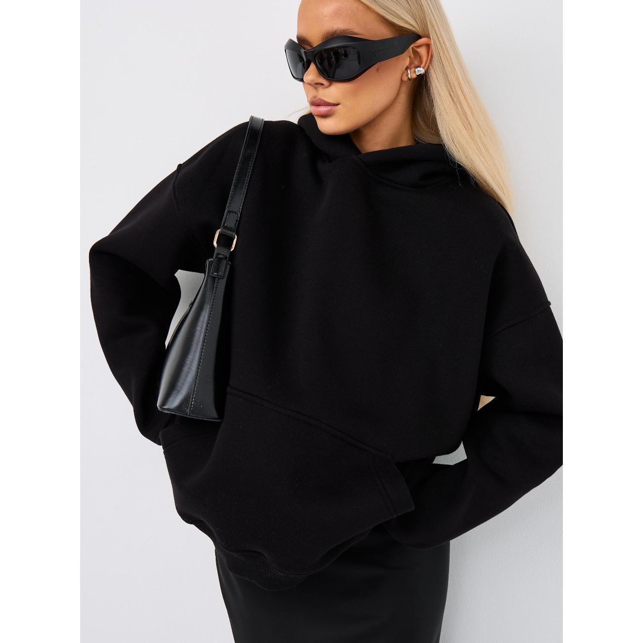 Худи для женщин SENEL женское оверсайз черное фото