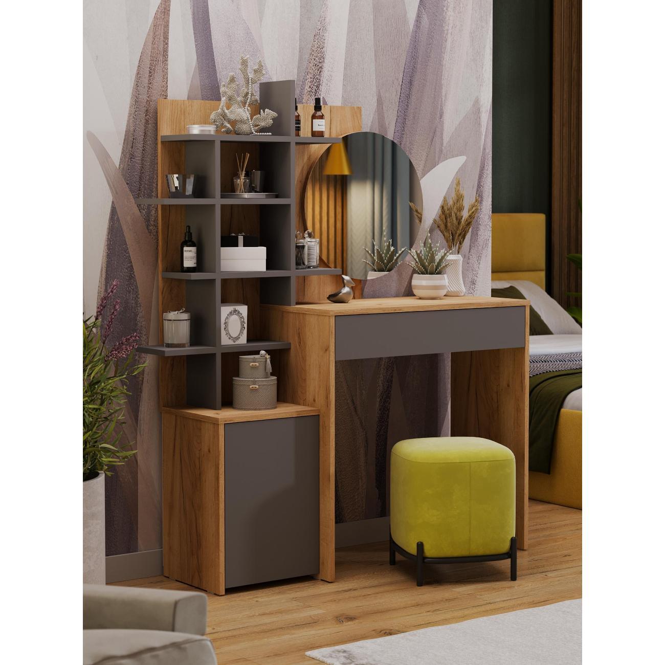 Столик туалетный Трия Туалетный столик "Голден", золотой/серый