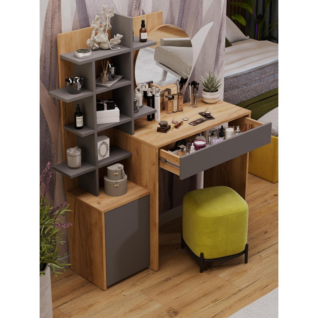 Столик туалетный Трия Туалетный столик "Голден", золотой/серый