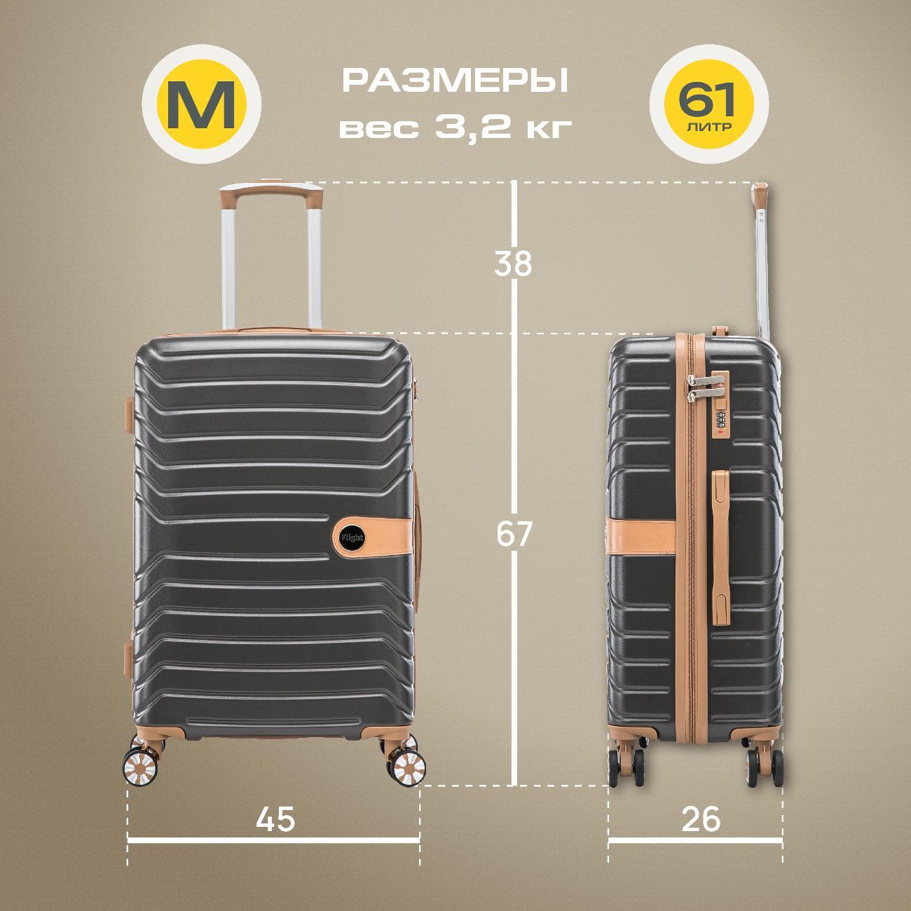 Чемодан Ami Flight S M L черный набор на колесах