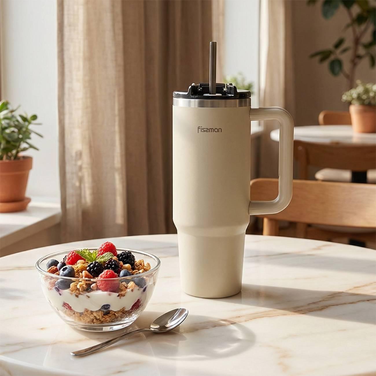 Термокружка FISSMAN 900 мл бежевая