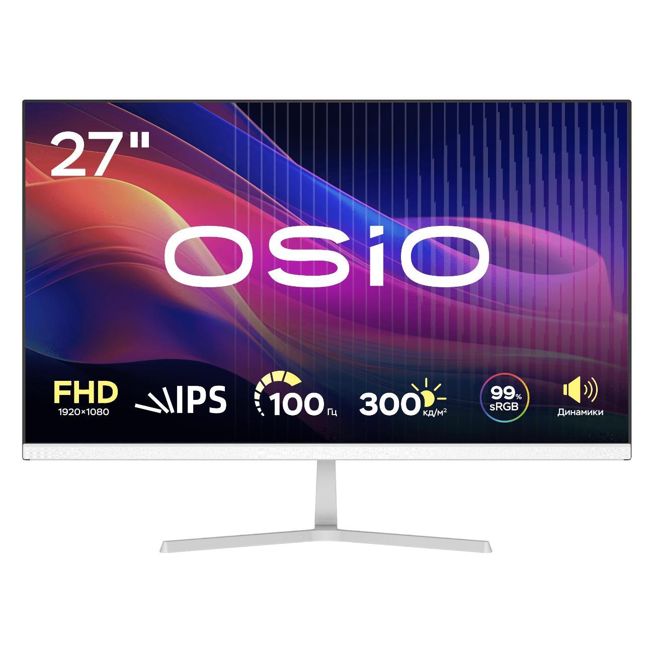 Монитор OSiO BaseLine&nbsp;B27-01w 27"/&nbsp;IPS/FHD/100Hz/DP+HDMI+VGA/Белый фото
