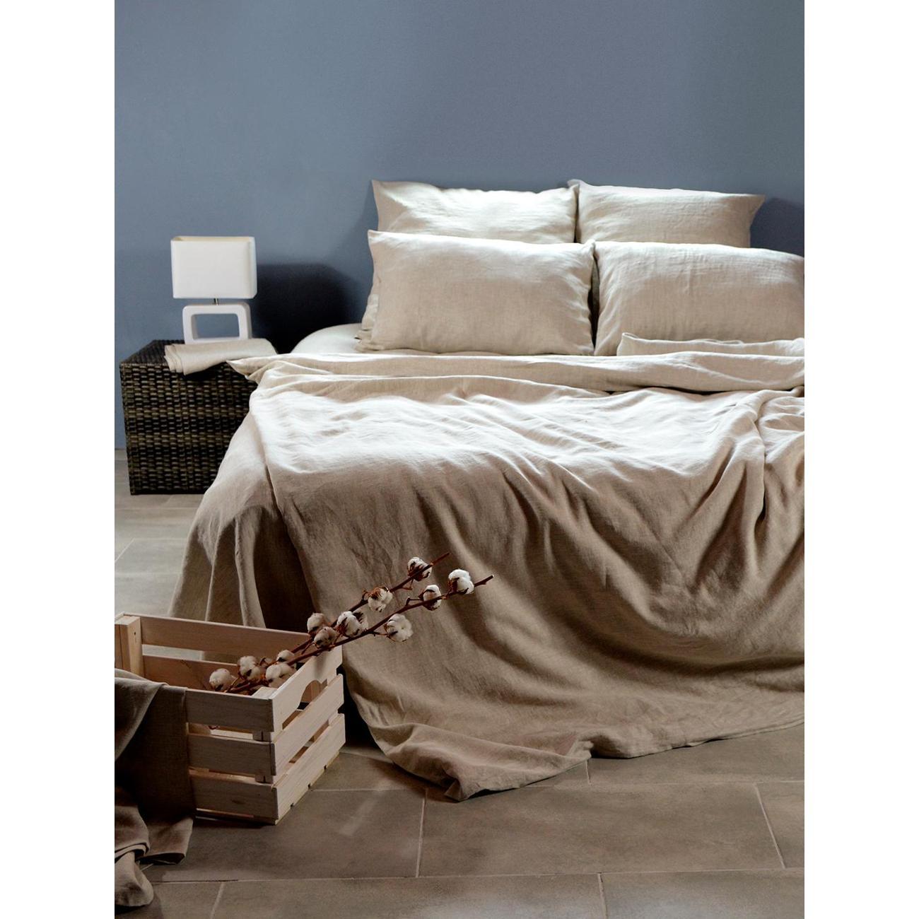 Набор постельного белья ИП Чаянова Ж.К. из 100% льна Organic евро maxi бежевый