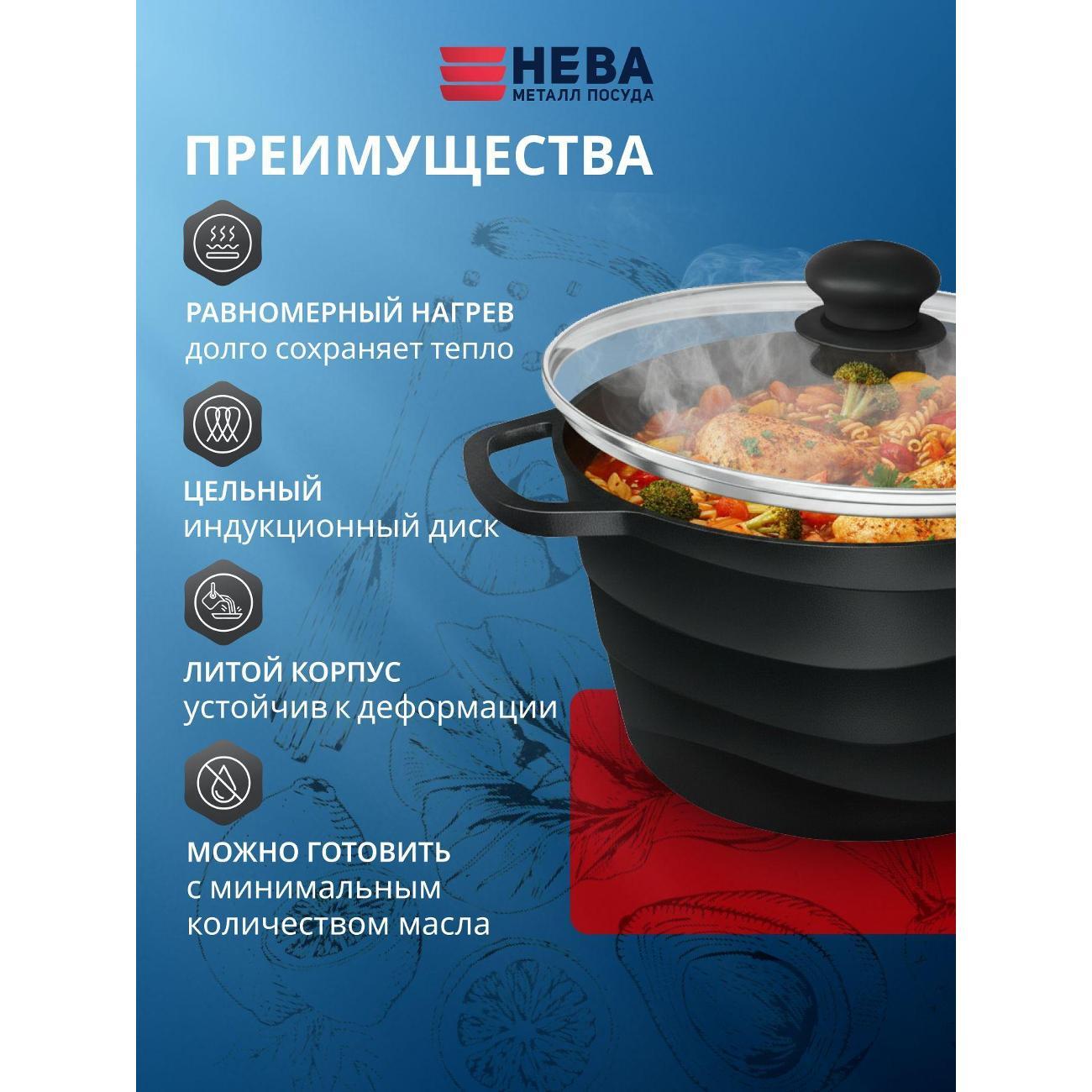 Кастрюля Нева Металл Посуда TryFry, 4 л с крышкой