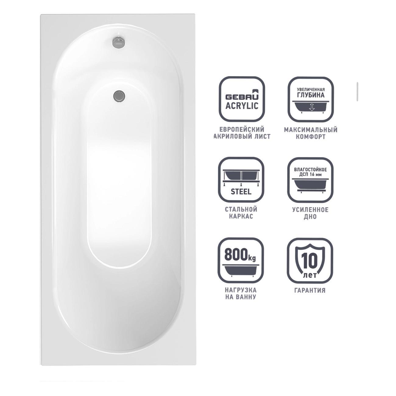 Ванна Timo Ванна ROHA 140х70 без комплектующих