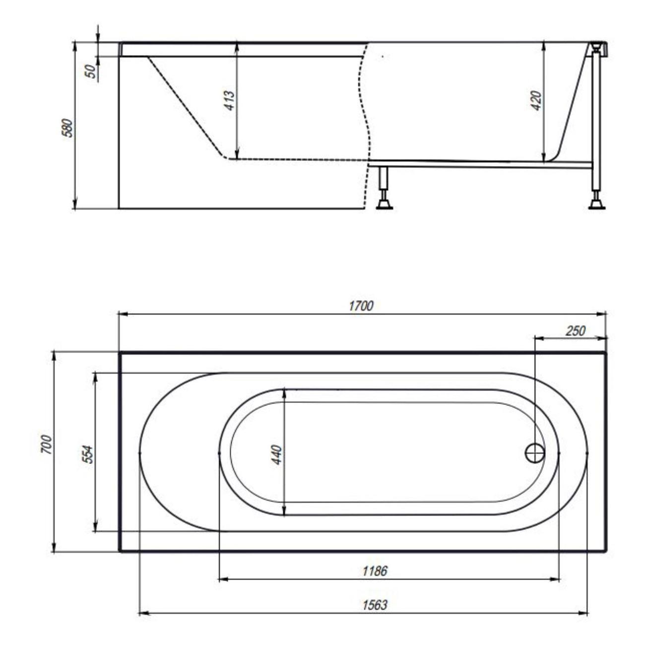 Ванна Timo Акриловая чаша ROHA 170*70