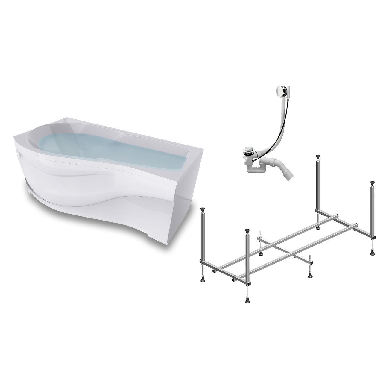 Ванна Timo Акриловая VINO1590L 150*90*66 на каркасе с перели