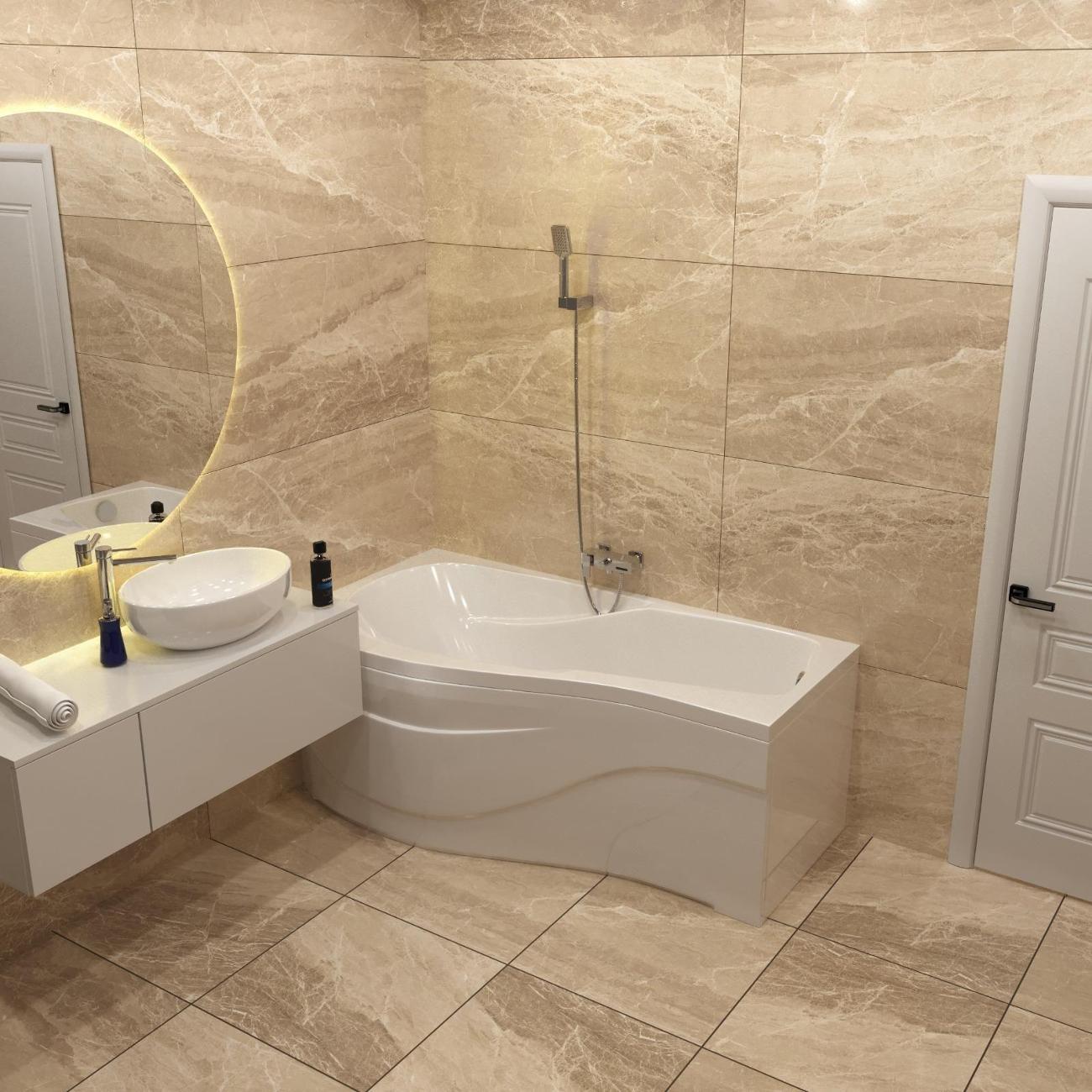 Ванна Timo Акриловая VINO1590L 150*90*66 на каркасе с перели