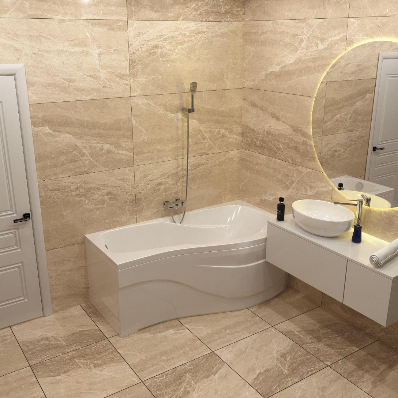 Ванна Timo Акриловая VINO1590R 150*90*66 на каркасе с перели