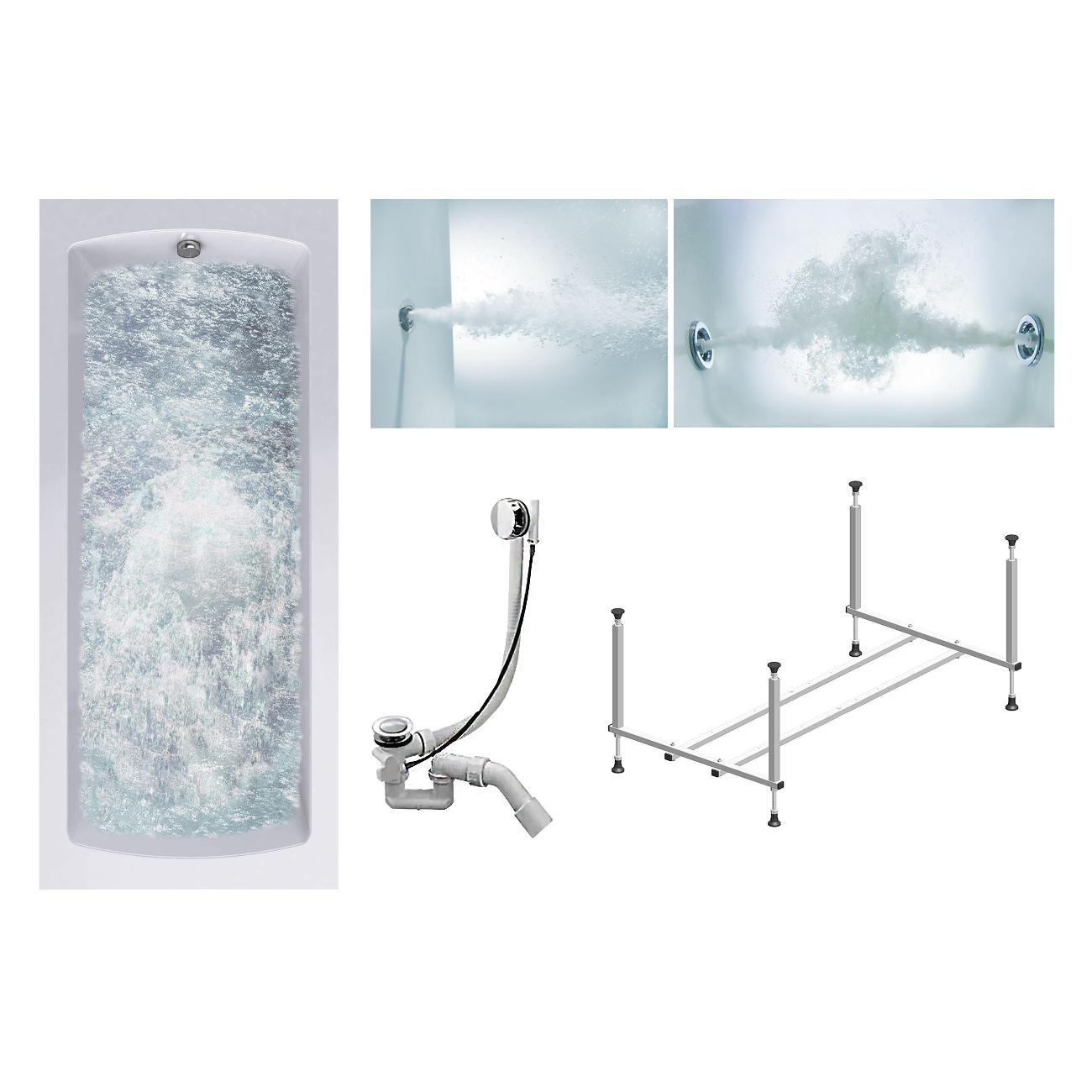 Ванна Timo Гидромассажная акриловая 6 и 3 джет RITTA1880 180*80*63 на каркасе с переливом