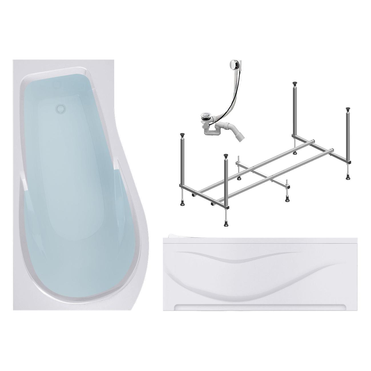 Ванна Timo Акриловая VINO1590L 150*90*66 на каркасе с перели