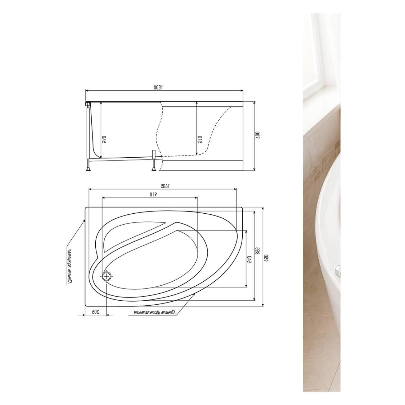Ванна Timo Гидромассажная 6 и 3 джет акриловая IVA1595L 150*