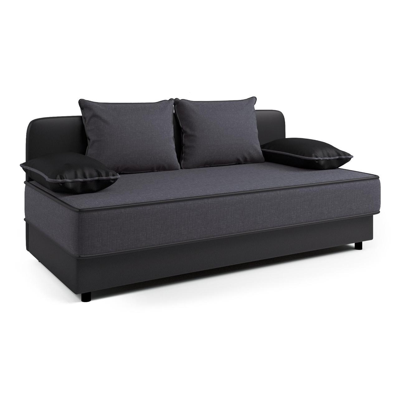 Кушетка Шарм-Дизайн Прима рогожка серый и экокожа черный