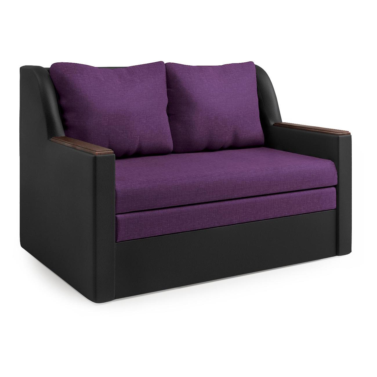 Диван Шарм-Дизайн Дуэт раскладной черный и фиолетовый