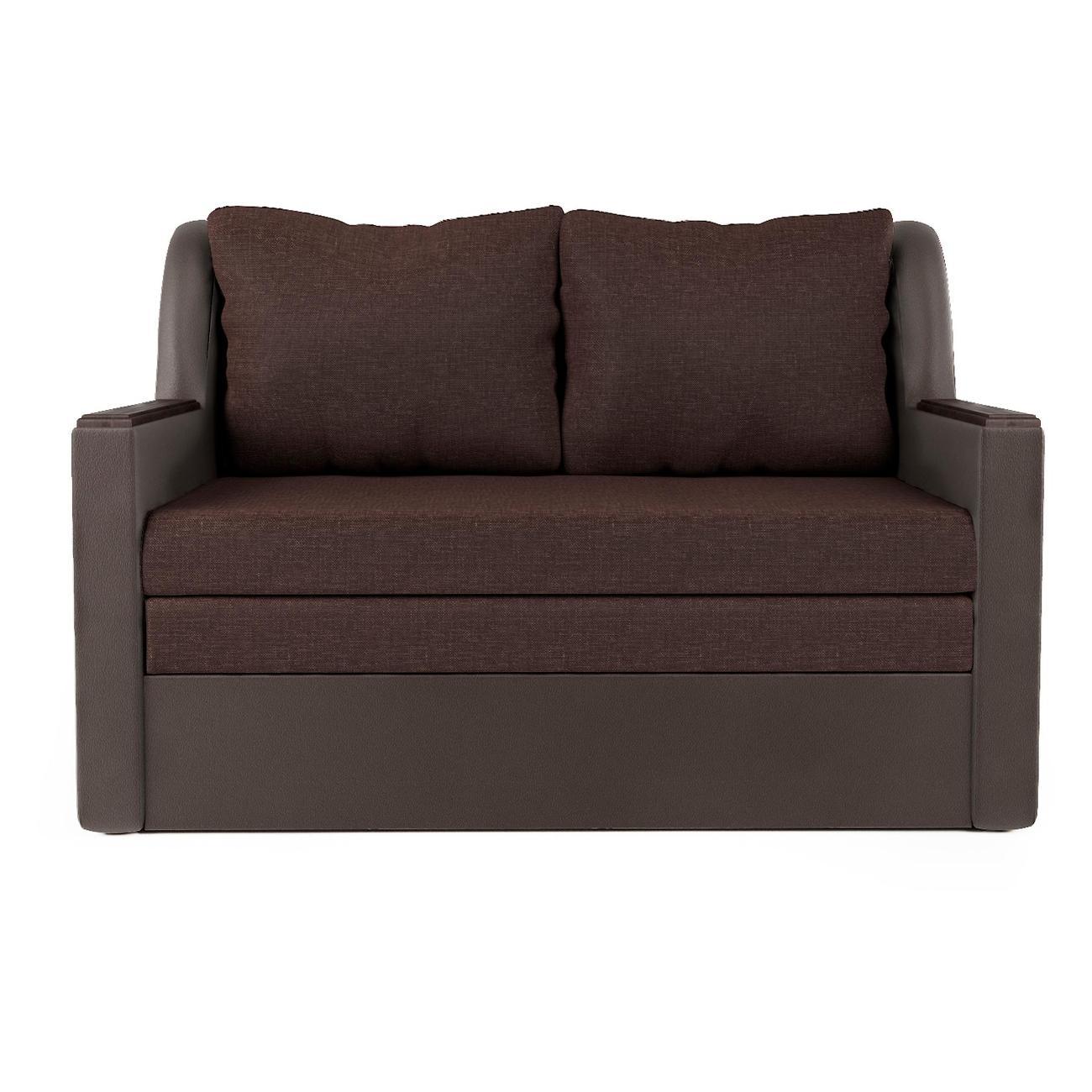 Диван Шарм-Дизайн Дуэт раскладной экокожа шоколад и рогожка