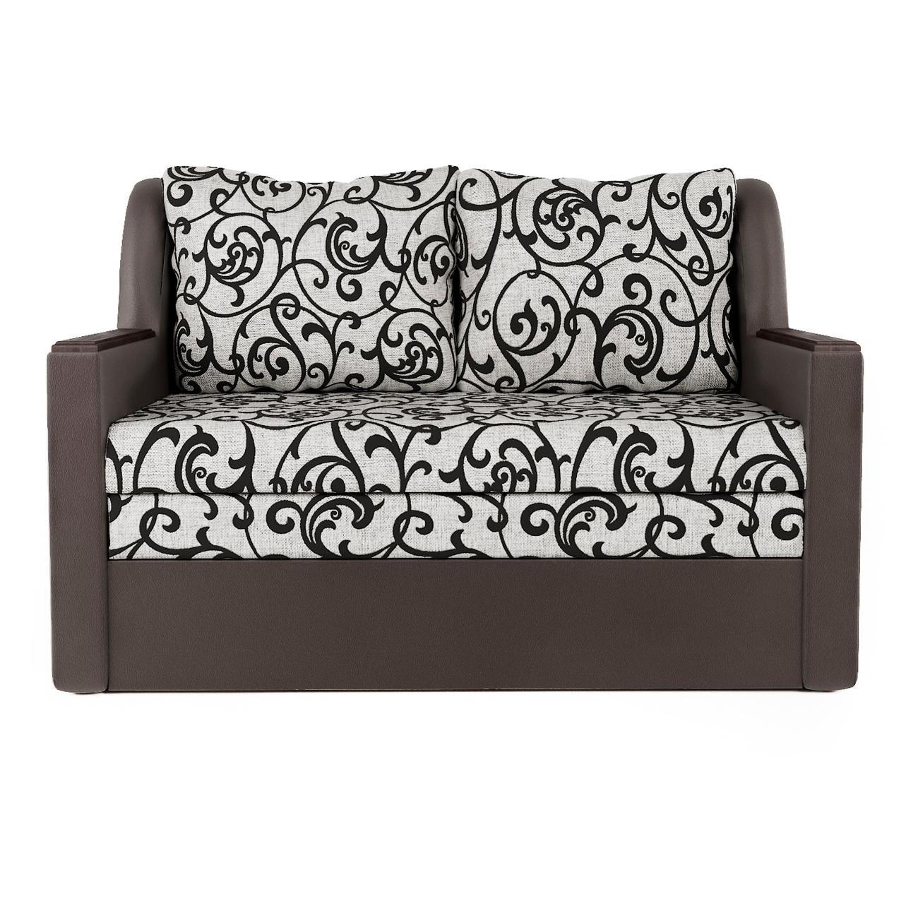 Диван Шарм-Дизайн Дуэт раскладной экокожа шоколад и узоры