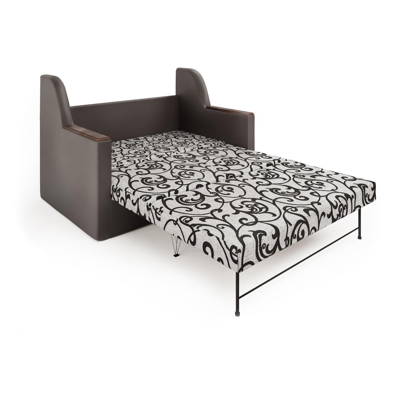 Диван Шарм-Дизайн Дуэт раскладной экокожа шоколад и узоры