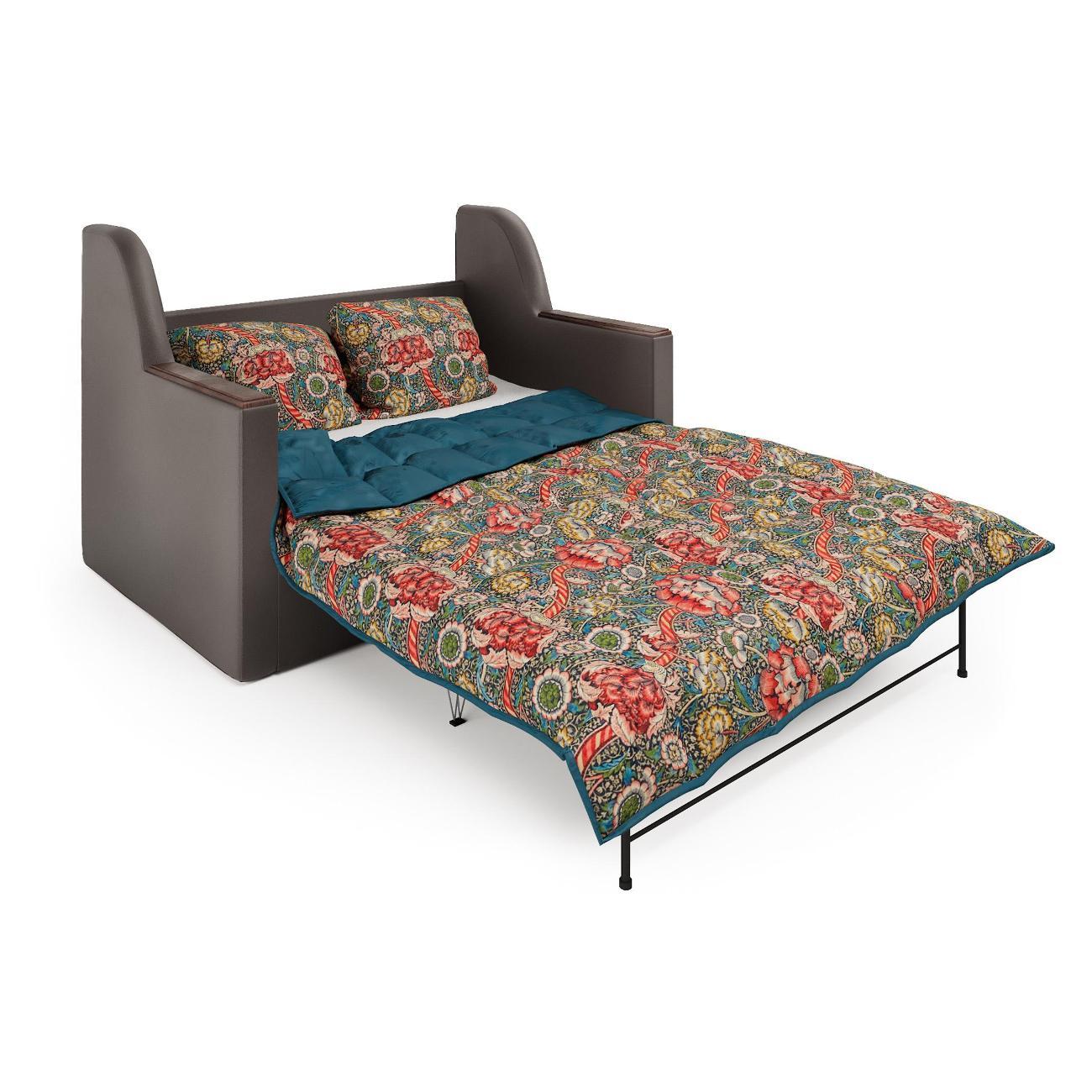 Диван Шарм-Дизайн Дуэт раскладной экокожа шоколад и узоры