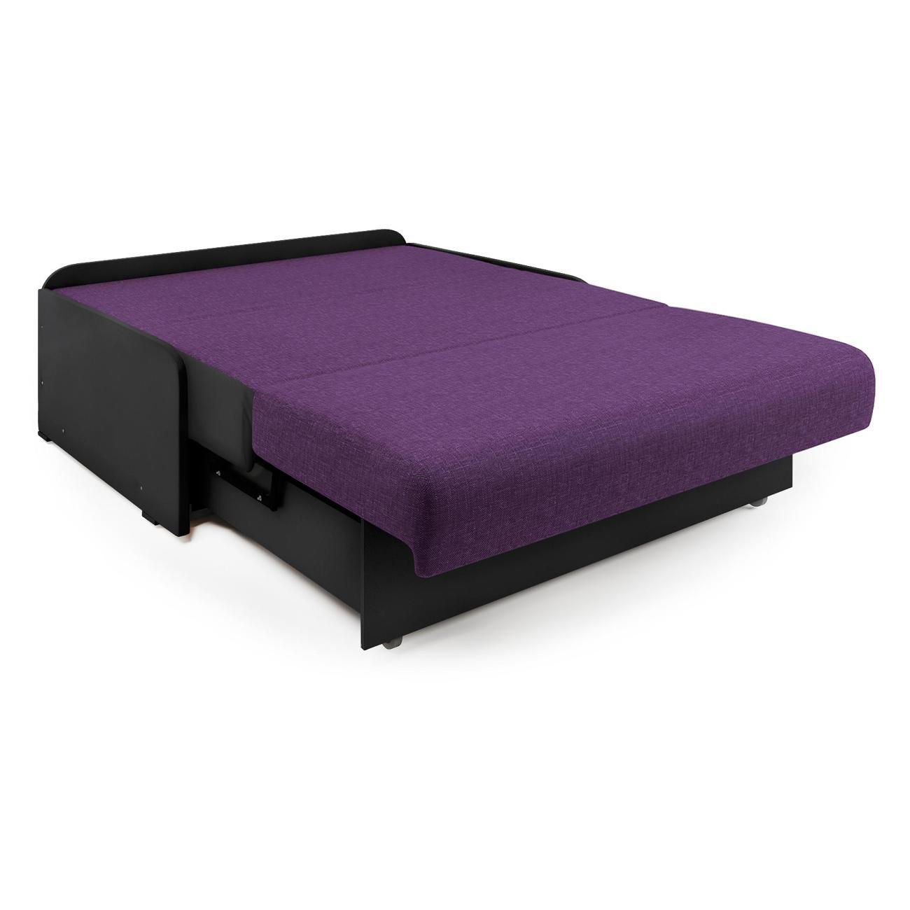 Диван Шарм-Дизайн Коломбо БП 100 фиолетовая рогожка и экокожа черная