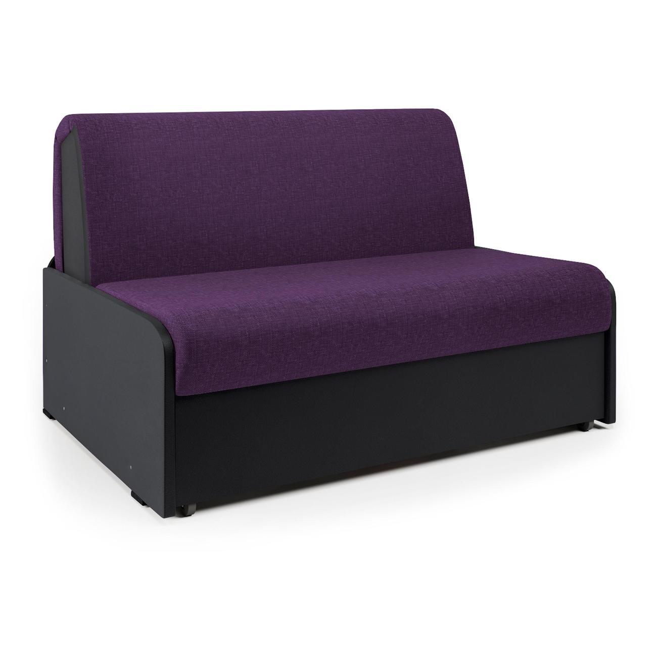 Диван Шарм-Дизайн Коломбо БП 120 фиолетовая рогожка и экокожа черный