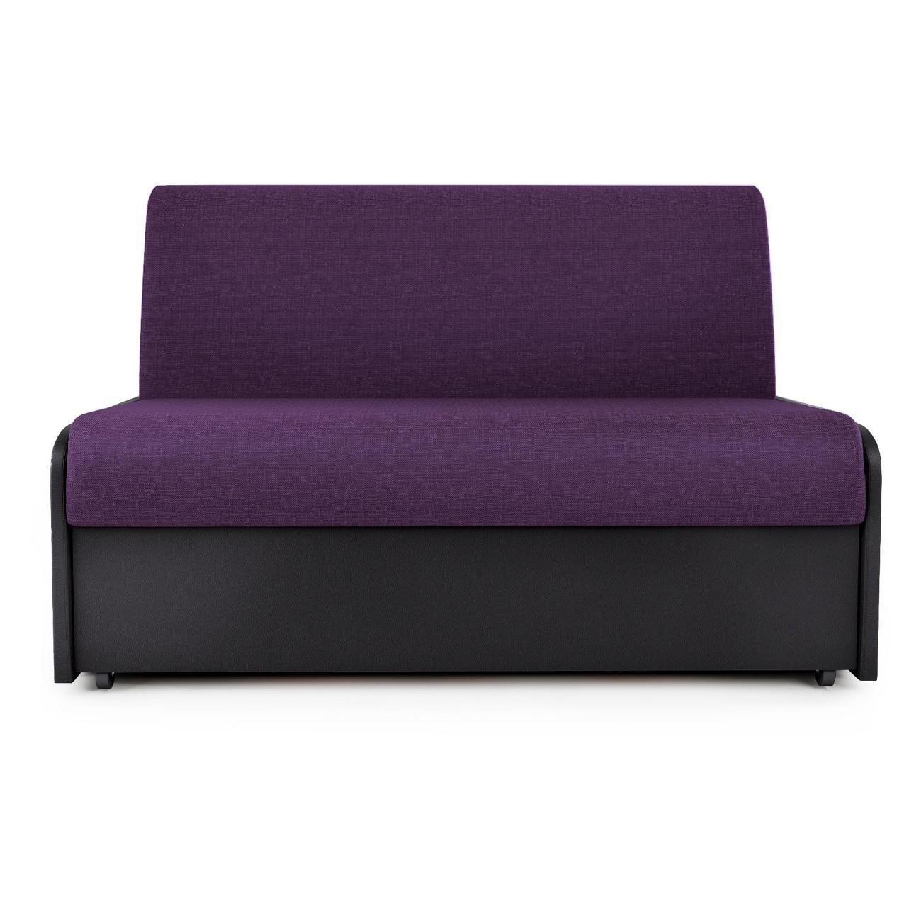 Диван Шарм-Дизайн Коломбо БП 140 фиолетовая рогожка и экокожа черный