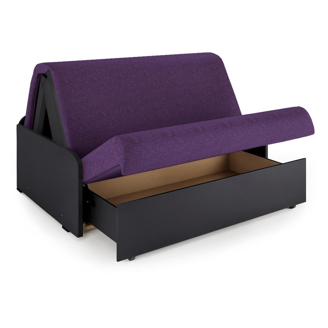 Диван Шарм-Дизайн Коломбо БП 160 фиолетовая рогожка и экокожа черный