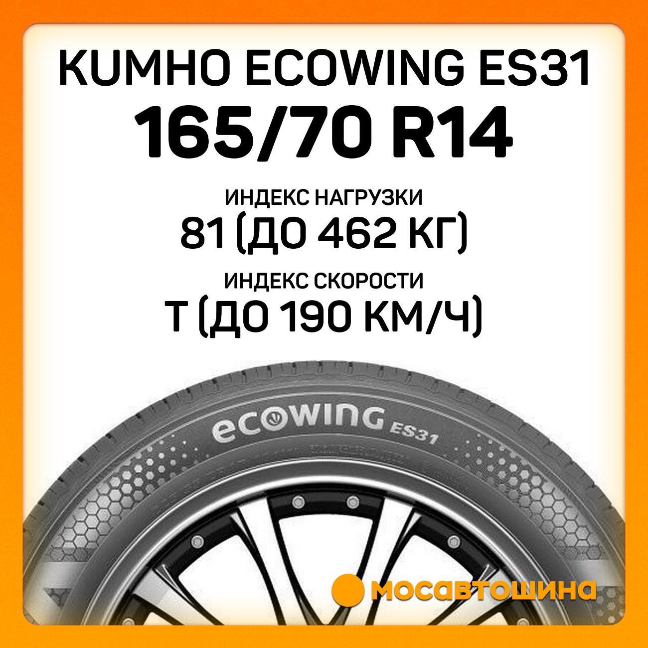 Шина автомобильная Kumho Ecowing ES31 165/70 R14 81T