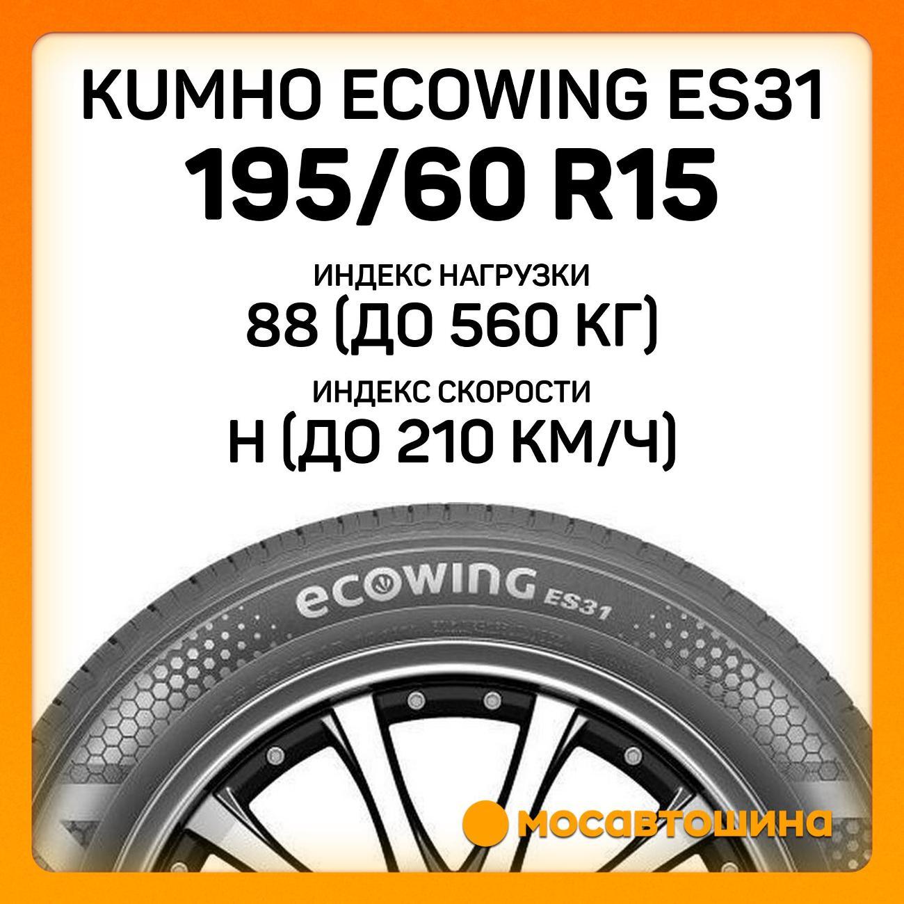 Шина автомобильная Kumho Ecowing ES31 195/60 R15 88H