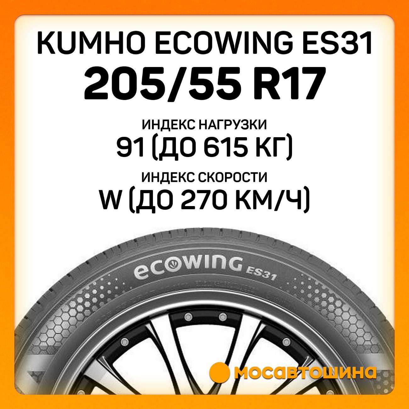 Шина автомобильная Kumho Ecowing ES31 205/55 R17 91W