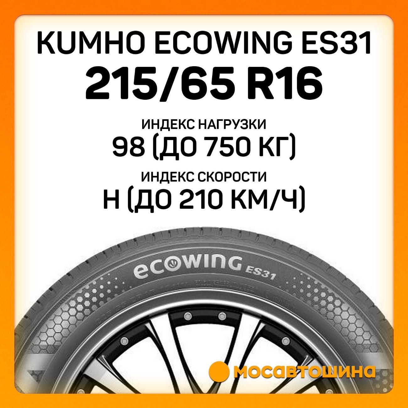 Шина автомобильная Kumho Ecowing ES31 215/65 R16 98H