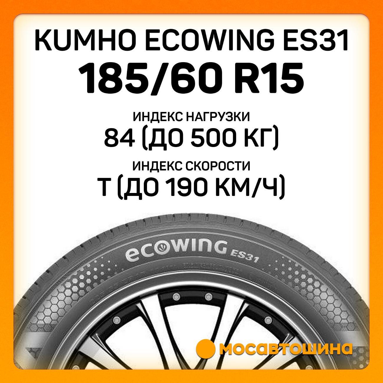 Шина автомобильная Kumho Ecowing ES31 185/60 R15 84T