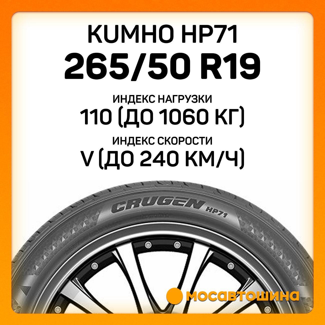 Шина автомобильная Kumho HP71 265/50 R19 110V XL