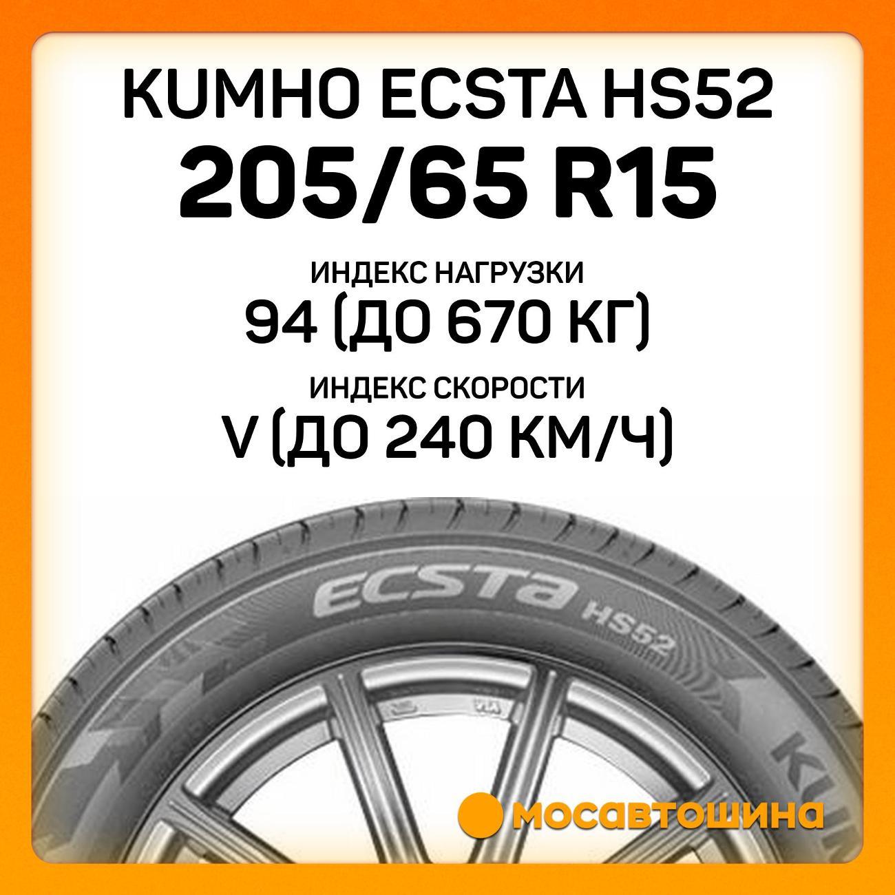 Шина автомобильная Kumho Ecsta HS52 205/65 R15 94V