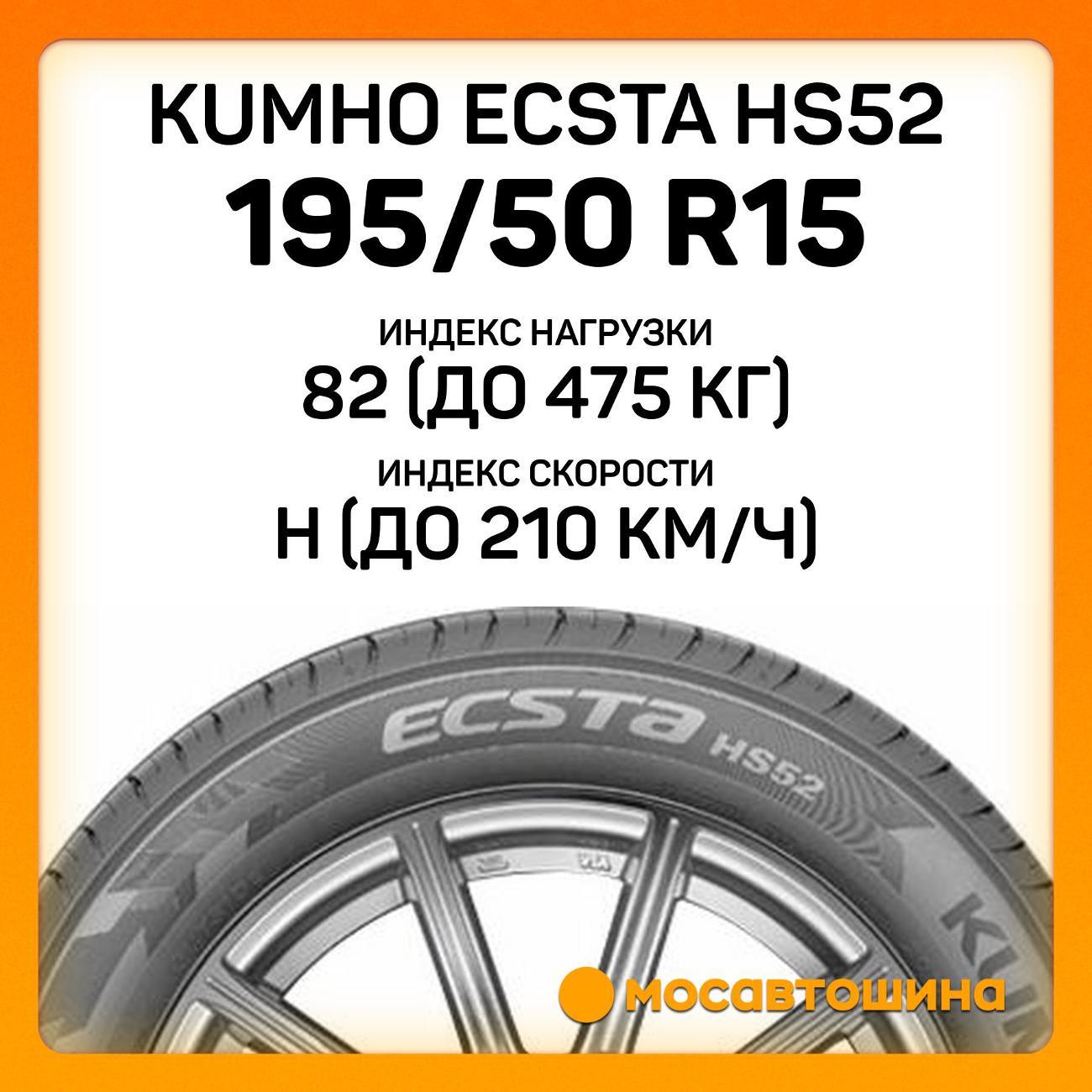 Шина автомобильная Kumho Ecsta HS52 195/50 R15 82H