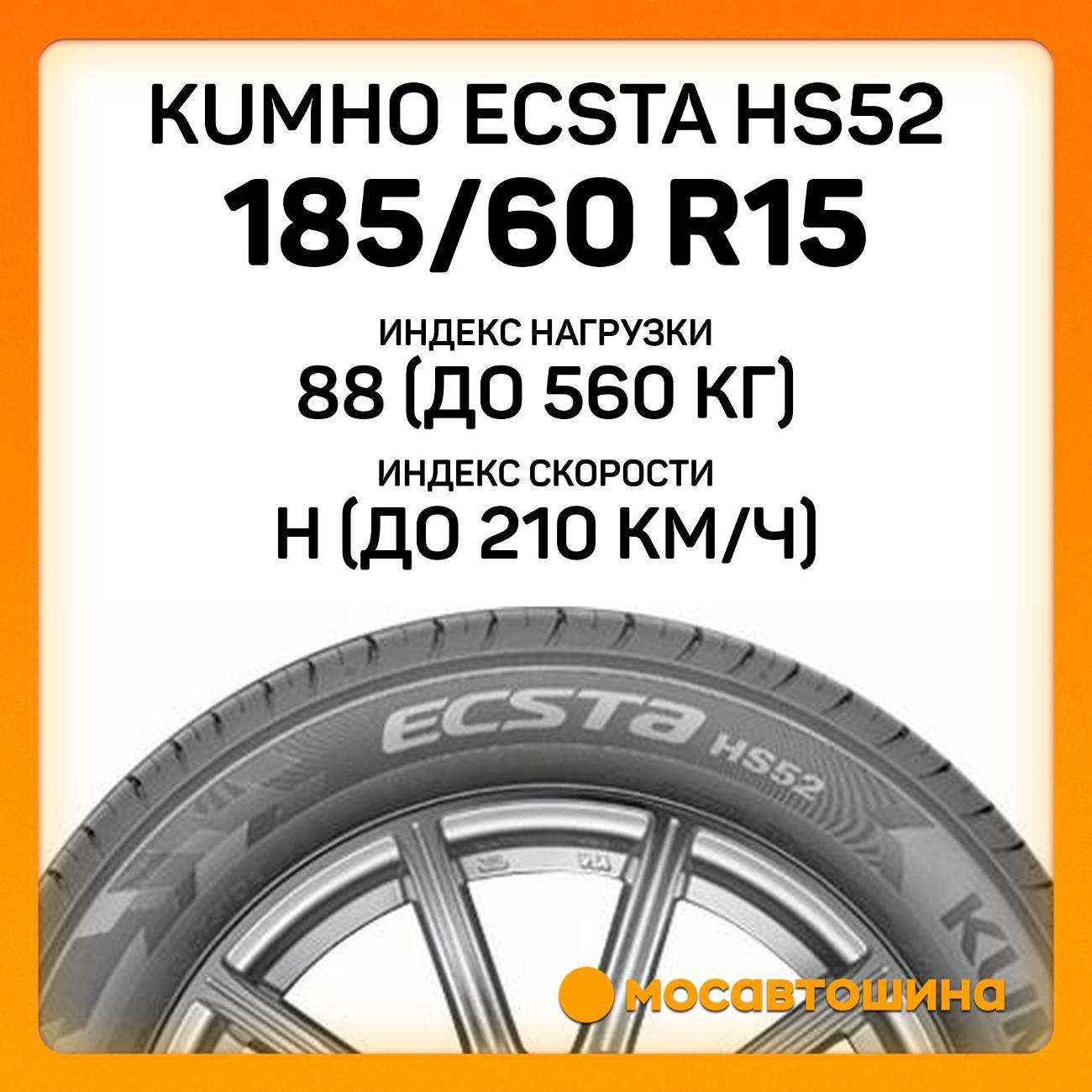 Шина автомобильная Kumho Ecsta HS52 185/60 R15 88H XL
