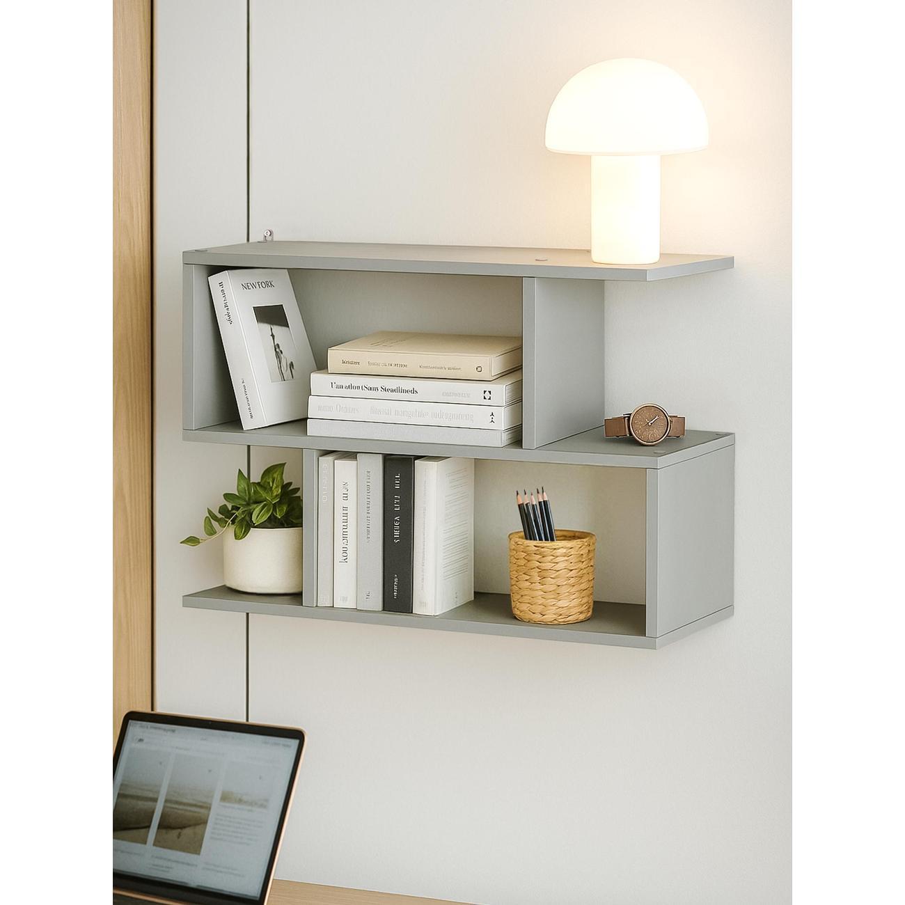 Полка книжная Брин "Прямая" Серая