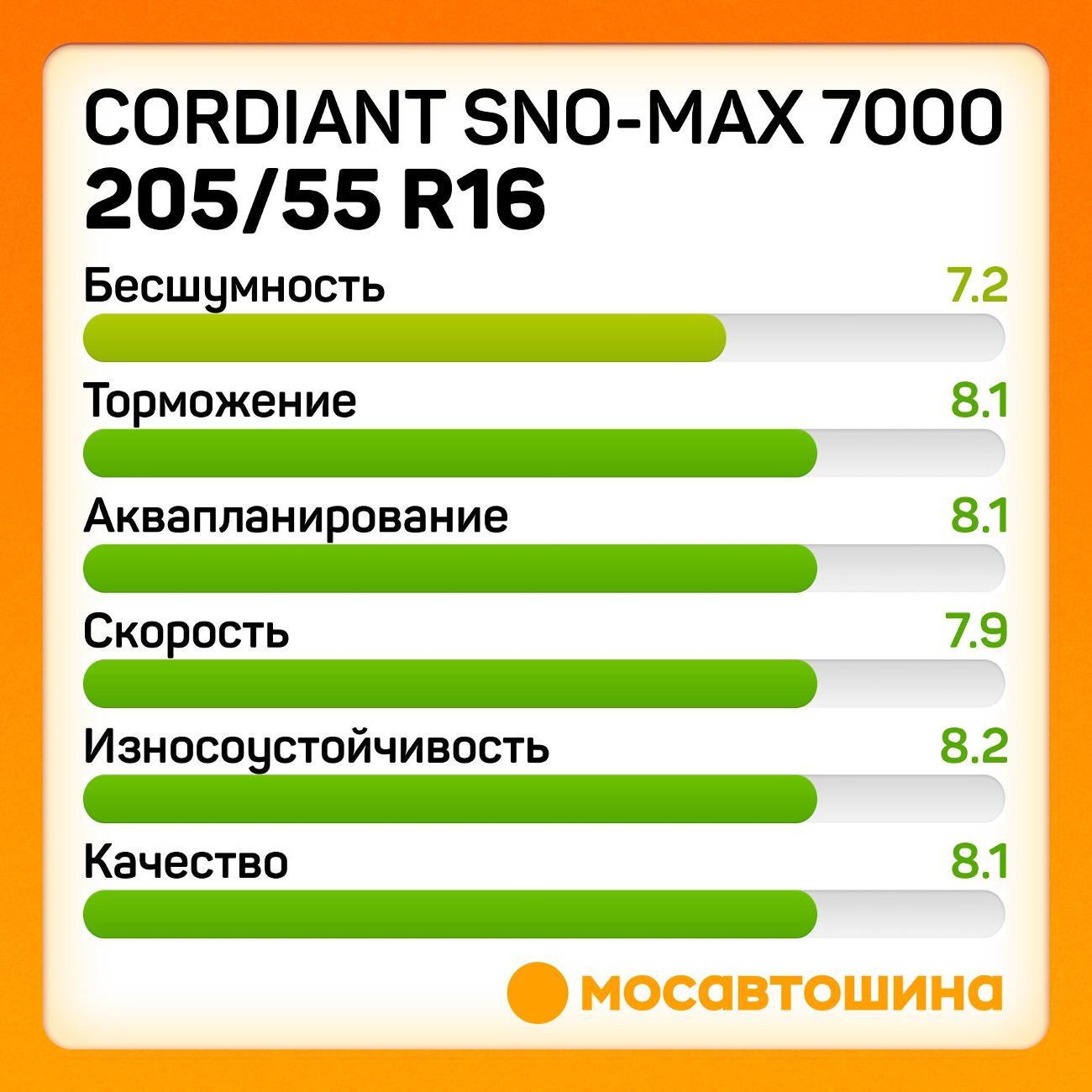 Шина автомобильная Cordiant Sno-Max 7000 205/55 R16 91T