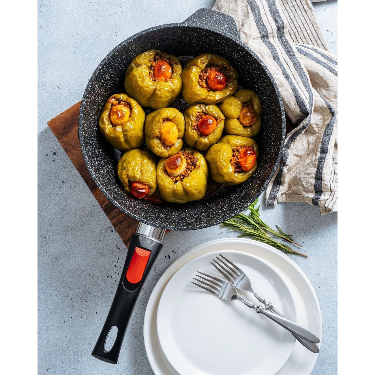 Сковорода Нева Металл Посуда сотейник 24 см Черный гранит со съемной ручкой