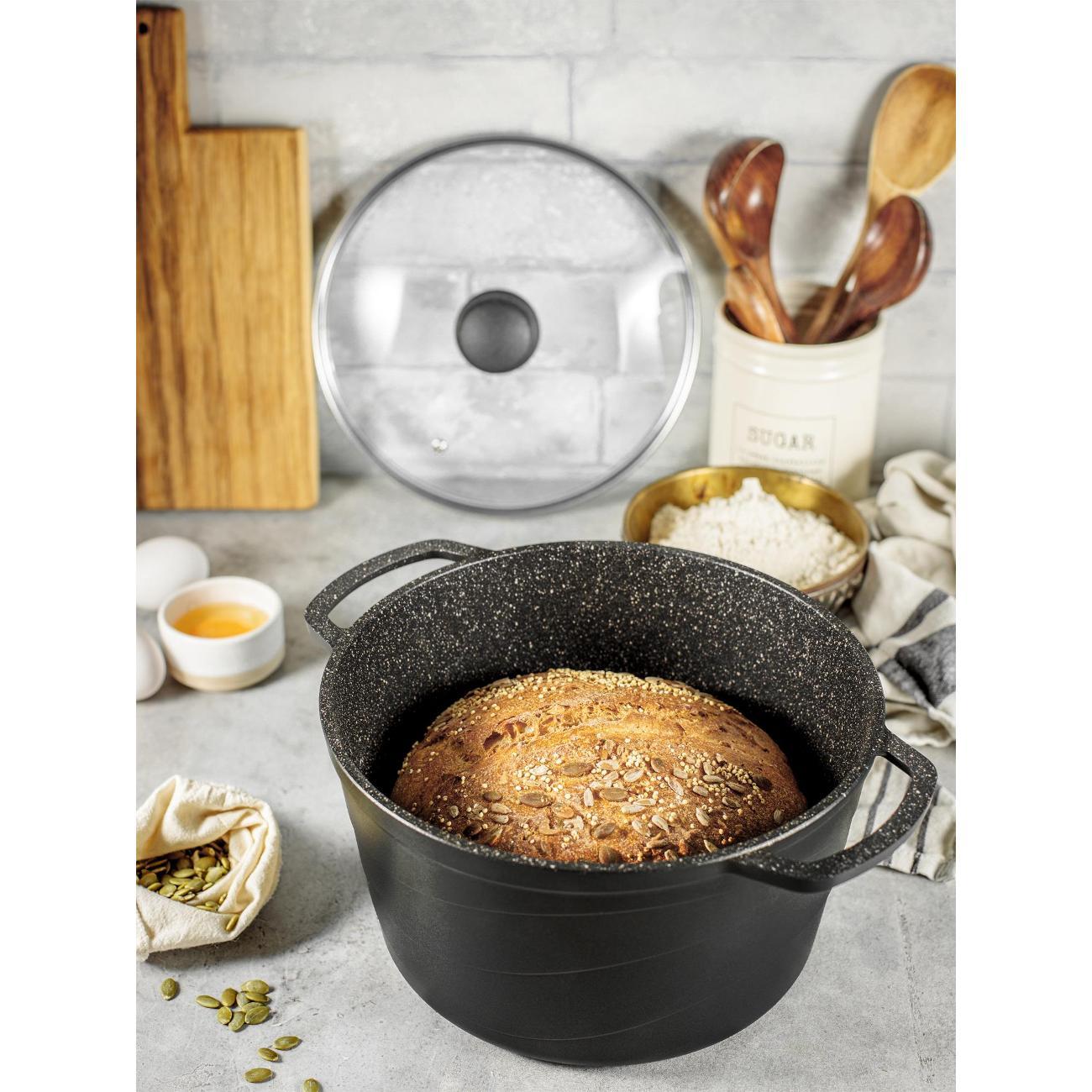 Кастрюля Нева Металл Посуда 4 л со стеклянной крышкой Каменная