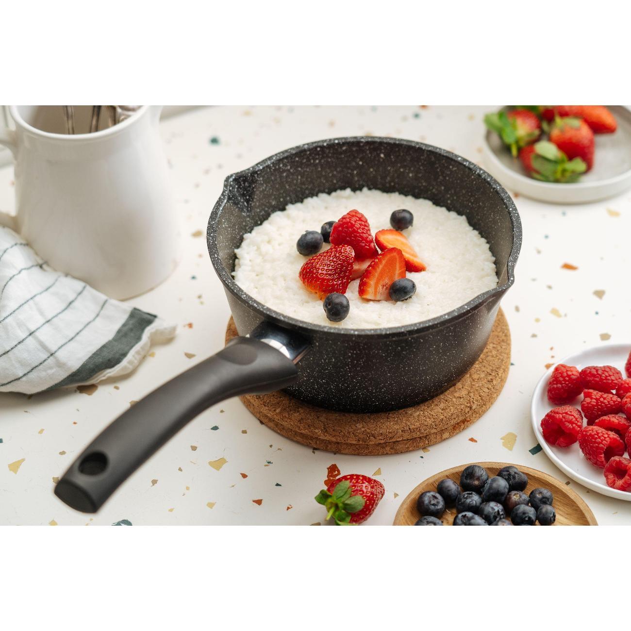 Кастрюля Нева Металл Посуда 1,7 л с антипригарным покрытием каменная