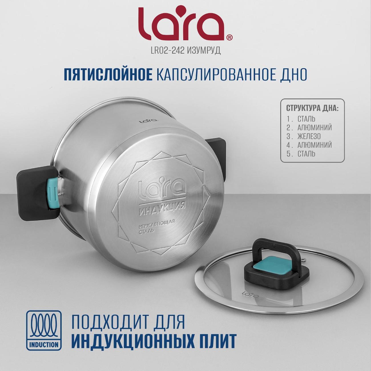 Кастрюля Lara Изумруд 18 см, 2.8 л