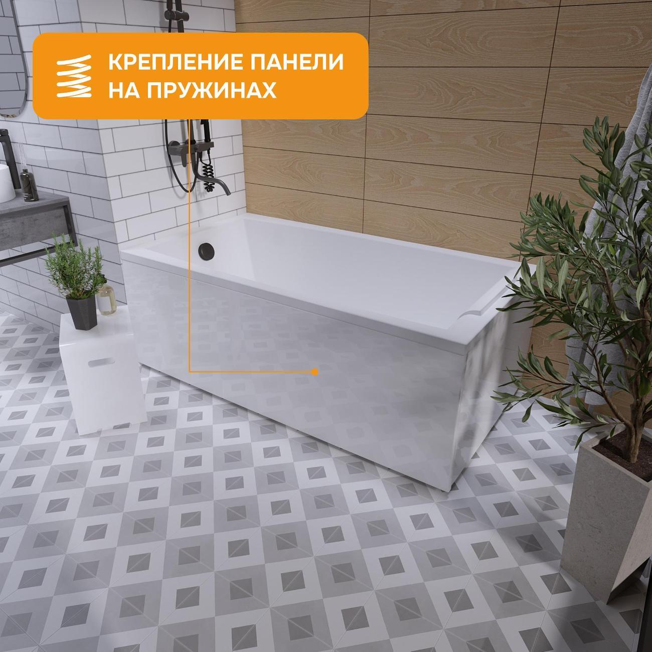 Ванна MODULEASY акриловая 150х75 см ABBY в комплекте 4в1: Прямоугольная, фронтальная панель, рама, слив-перелив 01аб1575кп