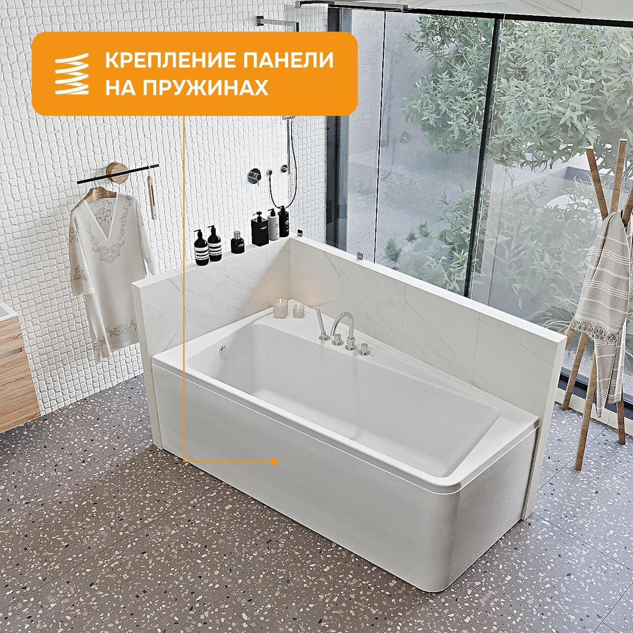 Ванна MODULEASY акриловая 170х100 см DRAFT в комплекте 4в1: Асимметричная левый угол, фронтальная панель, рама, слив-перелив 01дра1710лкп