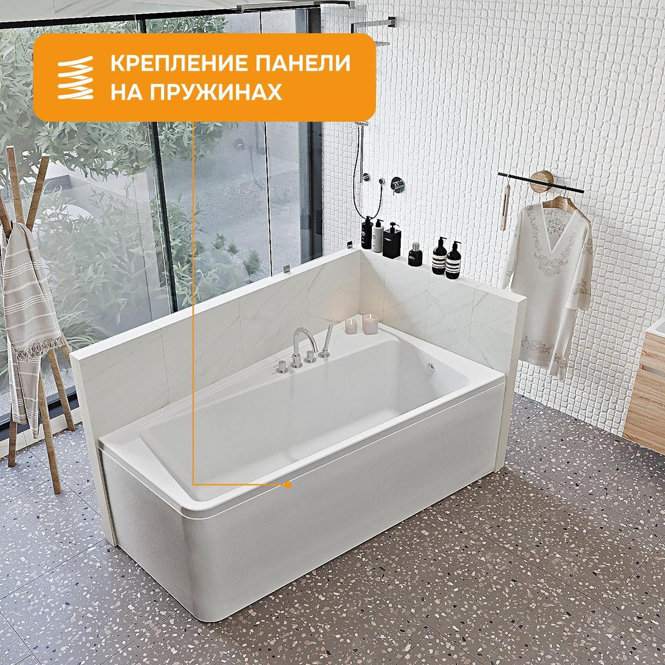 Ванна MODULEASY акриловая 170х100 см DRAFT в комплекте 4в1: Асимметричная правый угол, фронтальная панель, рама, слив-перелив 01дра1710пкп