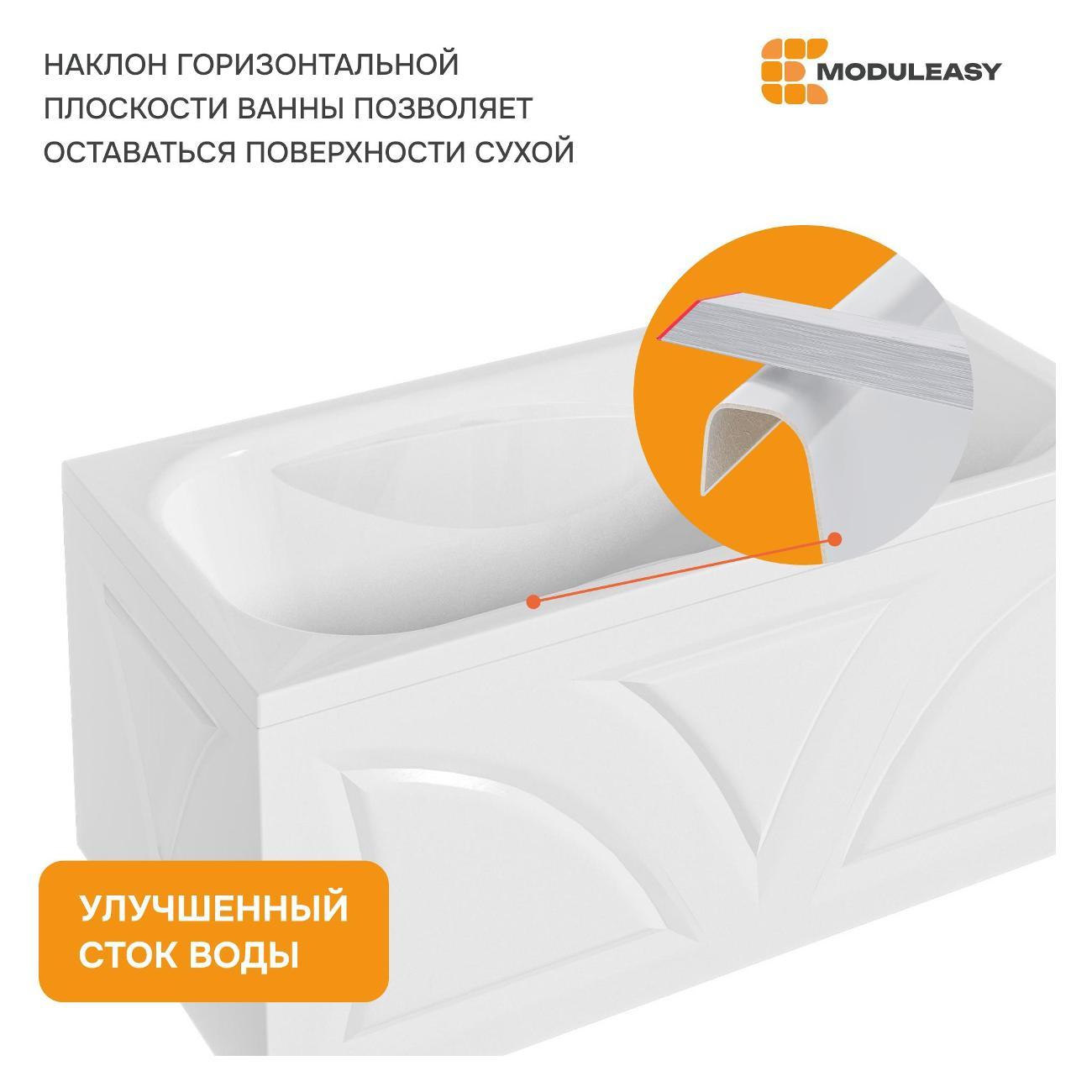 Ванна MODULEASY акриловая 150х70 см MASON в комплекте 3в1: Прямоугольная, рама, слив-перелив 01мас1570Акс2+