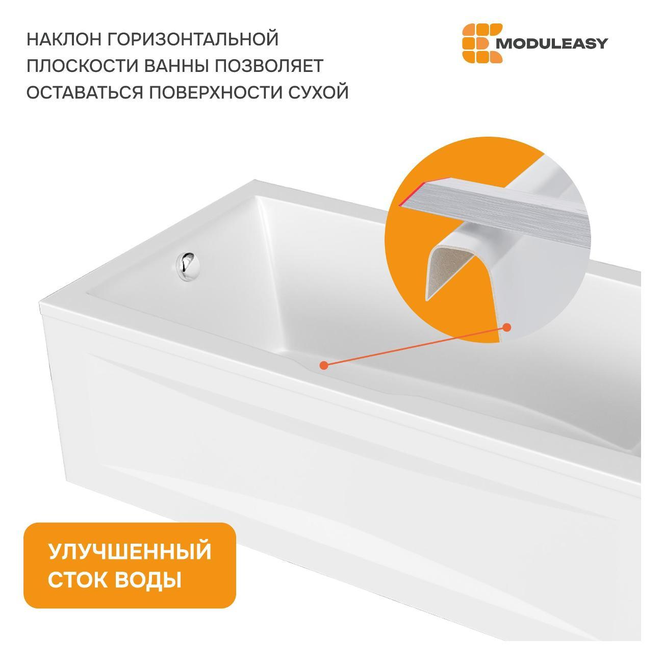 Ванна MODULEASY акриловая 190х100 см DAVIS в комплекте 3в1: Прямоугольная, рама, слив-перелив 01дэв1910кс2+