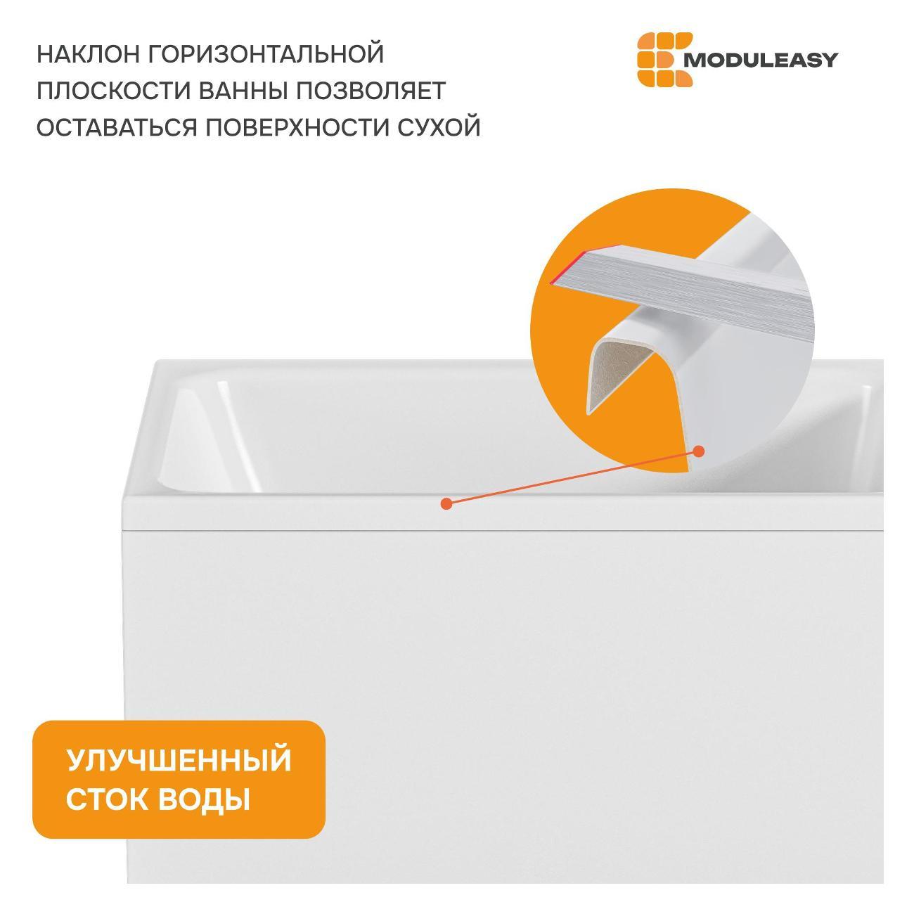 Ванна MODULEASY акриловая 100х70 см ROSS 3в1: Прямоугольная ванна