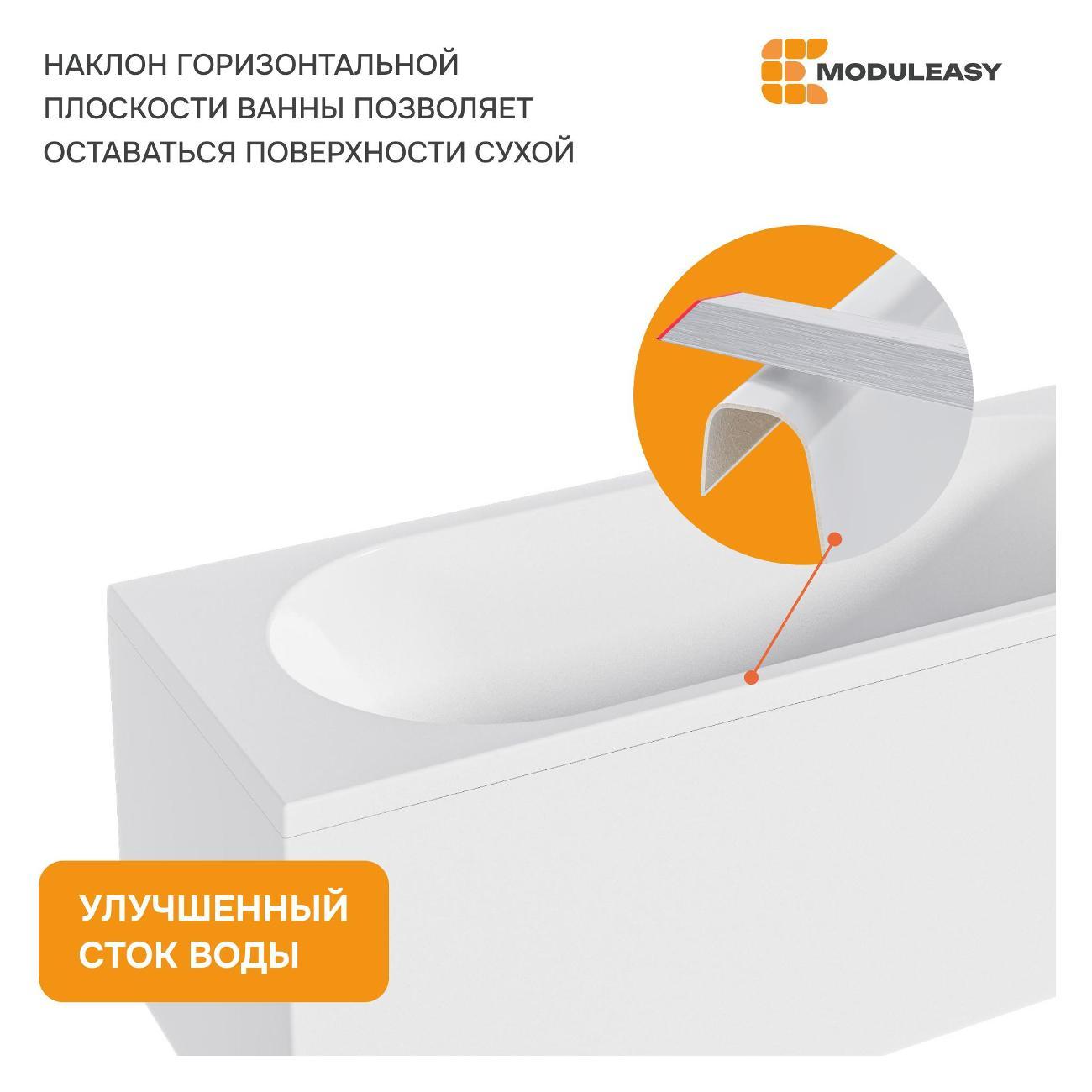 Ванна MODULEASY акриловая 170х70 см PALMER в комплекте 3в1: Прямоугольная, рама, слив-перелив 01пал1770КС2